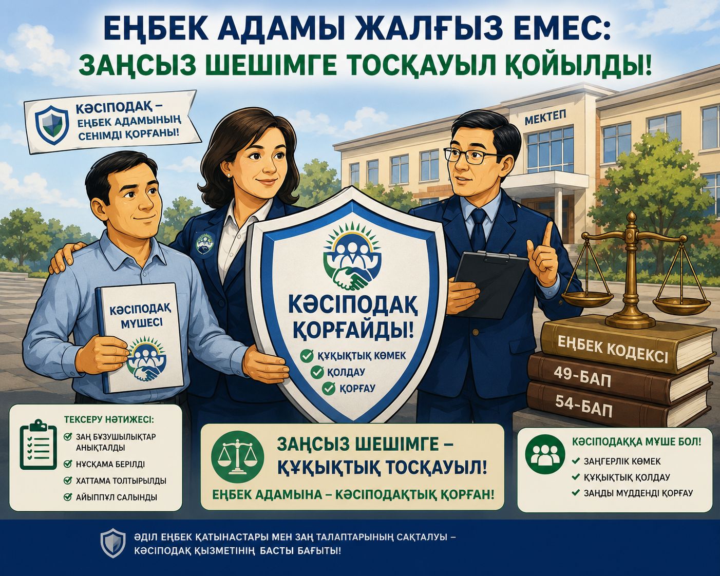 Түркістан облысында кәсіподақ мүшесінің еңбек құқығы қорғалды